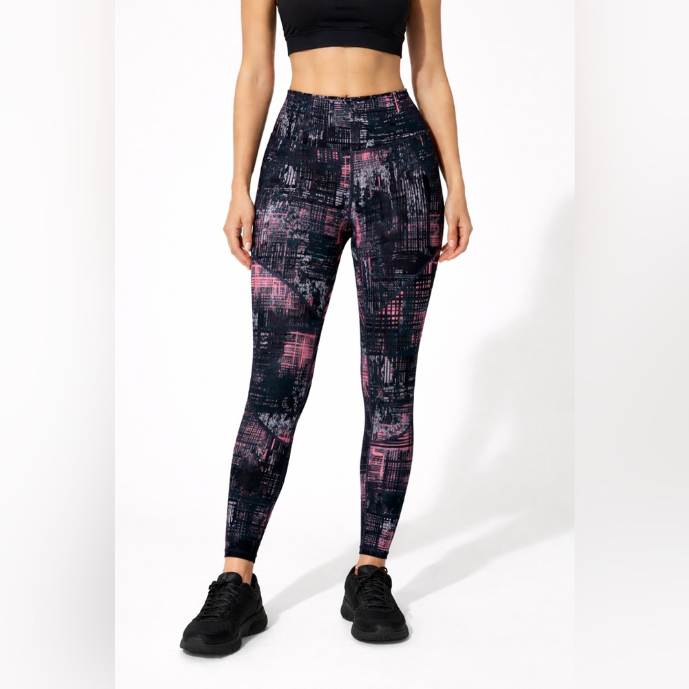 Sweaty Betty 7/8 Leggings Small‎ London Abstract Print High Rise Yoga Black Pink